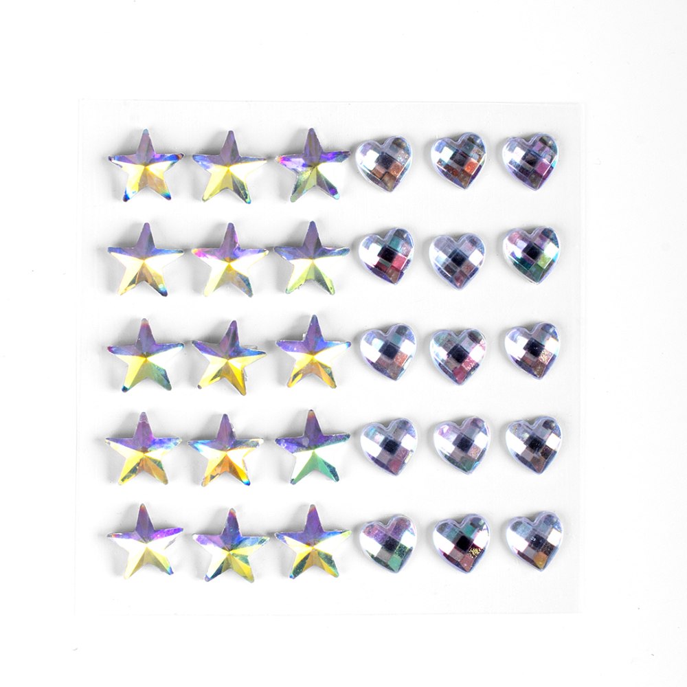 Lethal Cosmetics - Stars + Hearts Autocollant Diamant Bijou Visage - Multicolore